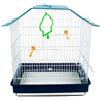 Pet's Solution - Gabbia per Uccelli come Canarini, Colorata e Robusta, con Fondo Estraibile, 2 Mangiatoie, 2 Posatoi e 1 Altalena - Blu con Tetto a Esagono