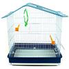 Pet's Solution - Gabbia per Uccelli come Canarini, Colorata e Robusta, con Fondo Estraibile, 2 Mangiatoie, 2 Posatoi e 1 Altalena - Blu con Tetto a Onda