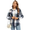 Tianerhay Camicia da donna in flanella a quadri, a maniche lunghe, in cotone, casual, con tasche, Marina Militare, XXL