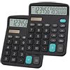YEBMoo Calcolatrice,YEBMoo calcolatrice da tavolo 12 cifre con ampio display elettronico. Calcolatrice a energia solare e batterie AA, colore nero (2 x Calculator)