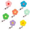 HAOXYO 7PCS Bobina Porta Badge a Forma di Fiore,Porta Badge a Scomparsa Retrattile con Clip per Nome Identificativo,Accessori per Cordini Colorati per Bobina per Badge per Infermiere,Insegnanti,Impiegati