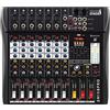 Italian Stage IS 2MIX8PRO - Mixer audio stereo 8 canali + DSP Multi FX, Lettore/registratore USB integrato e Bluetooth, Nero