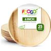 FOOGO Green 25 Piatti Monouso in Foglia di Palma, Piccoli e Rotondi da 15 cm, Biodegradabili e Compostabili, Adatti per Pietanze Calde, come Legno, Bambù e Carta, per Matrimoni, Picnic e Feste