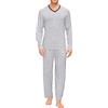 INNERTERNET Pigiama da Uomo a Girocollo, Maniche Lunghe, in Cotone, Vestibilità Normale, Pantaloni Lunghi, 2 Pezzi, per l'Inverno, Traspirante e W, Grigio, M