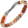 10:10 Bracciale Energetico Uomo Donna Pietra Naturale Agata Rossa 6 mm, Beads In Acciaio Inox Diamantati - Stile Casual, Minimal - Regolabile, Elegante & Resistente - Made In Italy