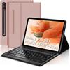 JADEMALL Custodia con Tastiera per Samsung Tab S7 FE/S7+ Plus/S8+ Plus 12.4, Layout Italiano QWERTY Tastiera Bluetooth Staccabile per Samsung Tab S7+/S8+ 12.4 2022/2021, Oro Rosa