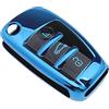 eMagTech Cover per chiave auto in TPU a 3 pulsanti, a prova di caduta, blu, compatibile con Audi A1 A3 A4 A6 Q3 Q5 Q7 S3 R8 TT