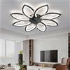 LJX 90cm Plafoniera Led con Ventilatore Integrato Silenzioso Moderno Fiore Lampadario Ventilatore con Telecomando/APP Dimmerabile Estate Inverno Ventilatore da Soffitto con Luce per Camera da letto, Nero