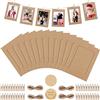Hotipine 40 pz cornici di Carta Kraft per Foto DIY, Marrone Portafoto Cornice in cartone con 40 Clip in Legno e 4 Corda de Appendere +80pz Adesivi per Festa Matrimonio e Compleanno,10x15cm 300gsm