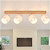 Glitzerlife Faretti da Soffitto Plafoniera Lampada da Soffitto 4 Luce Legno Orientabili Faretto Moderna E14 Lampadario da Soffitto per Soggiorno Cucina camera da letto Parete, Lampadina Non Incluse