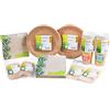 HEKU Be Green - Set di 210 pezzi bio usa e getta, certificato FSC, 100% biodegradabile, con piatti, posate, tovaglioli, bicchieri di carta, ideale per eventi e feste
