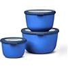 Mepal - Set di 3 Contenitori Cirqula Rotondo - Contenitori per Alimenti con Coperchio - Adatti come Contenitori Ermetici per Frigo, Freezer, Microonde - 500 ml, 1000 ml & 2000 ml - Vivid blue