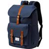 Kasgo Zaino Uomo, Zaino Donna Impermeabile Zaino da Viaggio Vintage Zaino Porta PC 15.6 Pollici Zaino Scuola Superiore Pelle Zaino Università Zaini Casual per Lavoro Trekking Campeggio, Blu