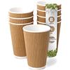 BIOZOYG 25x bicchierini caffè isotermici 400 ml / 16 oz, Ø 90 mm bianco/marrone - bicchieri carta a doppio strato e senza plastica - bicchierini caffe carta