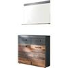 trendteam smart living guardaroba Set di 2 pezzi combinazione Indy, 90 x 192 x 34 cm Front Old Wood, corpo e inserto grafite grigio Matera con molto spazio