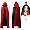 SIMEIXI Mantello per costume di Halloween, mantello da vampiro con cappuccio, mantello con cappuccio reversibile nero rosso, mantello con cappuccio per bambini e adulti di Halloween (90 cm)