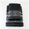 Jenny Sesal Set Asciugamani KATIA, con Balza in Jacquard, Set di due asciugamani da bagno Viso e Ospite NERO Spugna di alta qualità proveniente da Portogallo.