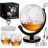 OS Oak & Steel ENGLAND Oak & Steel - Set per Whisky Globo Decanter- 1500 ml - Include Bicchieri, Pietre per Whisky e Tappo in Vetro - Confezione con Design Raffinato