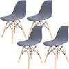 Dioxide Coprisedie Elasticizzato con Schienale, Impermeabile Fodere Coprisedia per Sala da Pranzo, Ufficio Coprisedia con Schienale Rotondo Lavabile (4PCS, Grigio Scuro)