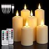 yunsheng Candele LED ricaricabili con telecomando a 10 pulsanti, candele impermeabili da esterno senza fiamma con timer 6/8H, set di 6 candele romane (5,1x10,5/14/16,5 cm), avorio, tipo-C