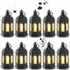 Romadedi Lanterna nera per Halloween e Ramadan, set da 10 mini lanterne con candele a LED per giardino, Natale, matrimonio, balcone, esterno e decorazione da tavolo
