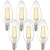 DiCUNO Lampadina LED E14 4W, Equivalente 40W alogena, 550lm, Bianco neutro 4000K, Non dimmerabile, Candela a filamento C35 vintage per lampadario e plafoniera, 6 Pezzi