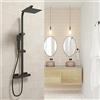 OCEAN ITALY S.R.L. OCEAN ITALY Kit Doccia con Soffione, Doccetta, Miscelatore Quadrati, Soffione Doccia 20x20cm Acciaio Inox con Ugelli Anticalcare, Colonna Doccia Termostatico Antiscottatura, Nero Opaco