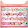 OSDUE Anelli per Bambina, 24 Pezzi Regolabili, Gioielli con Rhinestone per Ragazze, Giochi di Vestire per Favori di Festa di Compleanno with Rosa Box