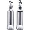 Westmark Dispenser per aceto e olio, 2 pezzi, funzionamento con una sola mano, capacità: 300 ml ciascuno, plastica/vetro/acciaio inossidabile, Lisbona, trasparente/argento/nero, 63392260