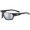 Uvex sportstyle 233 P, occhiali sportivi unisex, polarizzato, specchiato, black matt/silver, one size