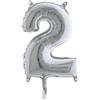 BIG PARTY Palloncino - numero 2 - H 36 cm - mylar - argento - Big party (unità vendita 1 pz.)