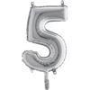 BIG PARTY Palloncino - numero 5 - H 36 cm - mylar - argento - Big party (unità vendita 1 pz.)