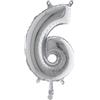 BIG PARTY Palloncino - numero 6 - H 36 cm - mylar - argento - Big party (unità vendita 1 pz.)