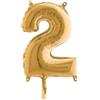 BIG PARTY Palloncino - numero 2 - H 36 cm - mylar - oro - Big party (unità vendita 1 pz.)