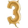 BIG PARTY Palloncino - numero 3 - H 36 cm - mylar - oro - Big party (unità vendita 1 pz.)