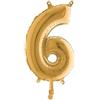 BIG PARTY Palloncino - numero 6 - H 36 cm - mylar - oro - Big party (unità vendita 1 pz.)