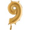 BIG PARTY Palloncino - numero 9 - H 36 cm - mylar - oro - Big party (unità vendita 1 pz.)
