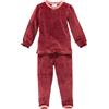 People Wear Organic Pigiama in ciniglia di cotone biologico -col. bordeaux a righe