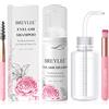 BREYLEE Shampoo Estensione Ciglia 60 ml + Bottiglia Risciacquo + Pennello + Mascara Parete Palpebra BREYLEE Lash, Senza Paraben e Solfati, Schiuma Detergente Trucco