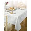 Emma Barclay Rosa damascata - Tovaglia jacquard in bianco - 52 x 52 (132 x 132 cm)