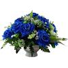 DRW Centro Fiori Artificiali Cimitero, Santi, Chiese, Anniversari, Cerimonie, Matrimonio Rotondo con Rose Blu 37x50 cm