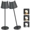 Aipsun lampada da tavolo ricaricabile a led dimmerabile Antracite con 6000mAh, lampada da tavolo ricaricabile in alluminio bianco caldo (2700k-6000k) IP54 per camera da letto, bar, campeggio | 2 PCS