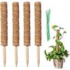 LINSOCLE 4 Pezzi Tutore Muschiato per Monstera, Tutore Piante, Bastone per Piante Rampicanti, Totem Pole di Cocco, Bastone Fibra di Cocco per Estensione Supporto Piante Rampicanti (40CM)