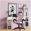 Bigzzia - Bigzza Game Chair - Sedia da ufficio girevole regolabile del gioco da corsa - Con cuscino e schienale reclinabile rosa e bianco - Rosa e