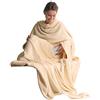 CelinaTex TV Decke Coperta soffice con Maniche Tasche Tasche per i Piedi Microfibra Pile Coral Coperta 170 x 200 cm Beige