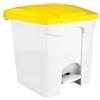 Adatto-M T115356 Pattumiera a pedale in plastica Bianca coperchio Giallo 30 litri