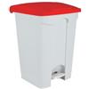 Adatto-M T115457 Pattumiera a pedale in plastica Bianca coperchio Rosso 45 litri