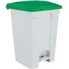 Adatto-M T115458 Pattumiera a pedale in plastica Bianca coperchio Verde 45 litri