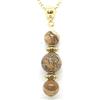 ThurColas Collana da donna in pietre naturali con pendente e dettagli decorativi in ottone dorato