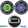 PIMAR RADIO STEREO BARCA MARINO BLUETOOTH-USB KIT CON 2 CASSE 150-WATT 7 LED ACCESSORI